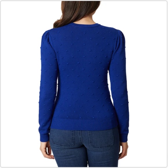 NWT Draper James Women's Textured Long Sleeve Relaxed Fit Crewneck Sweater BLUE - Picture 3 of 7